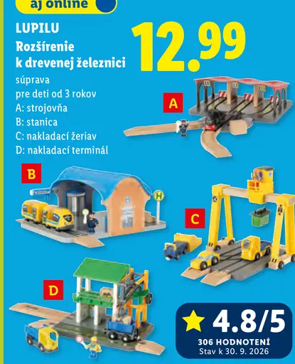 Lupilu rozšírenie k drevenej železnici – strojovňa, stanica, nakladací žeriav, nakladací terminál