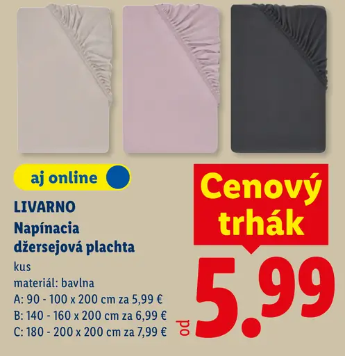 Livarno napínacia džersejová plachta, variant A
