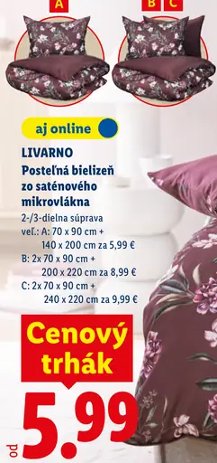 Livarno posteľná bielizeň zo saténového mikrovlákna 3-dielna súprava