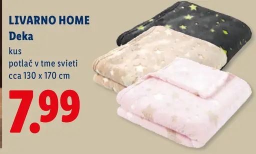 LIVARNO HOME deka s potlačou v tme svieti