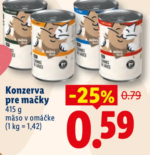 Konzerva pre mačky, mäso v omáčke