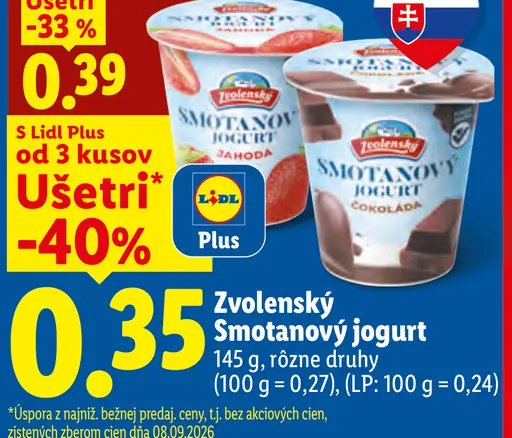 Zvolenský smotanový jogurt 2 druhy