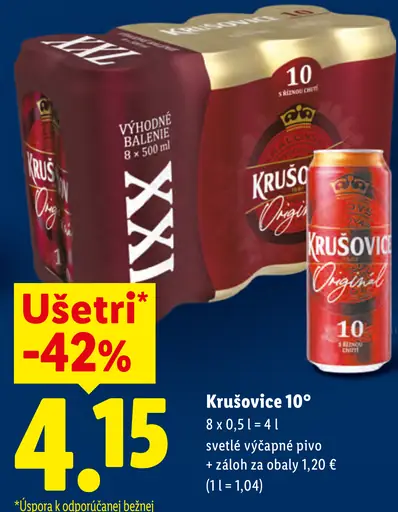 Krušovice 10 svetlé výčapné pivo plechovka