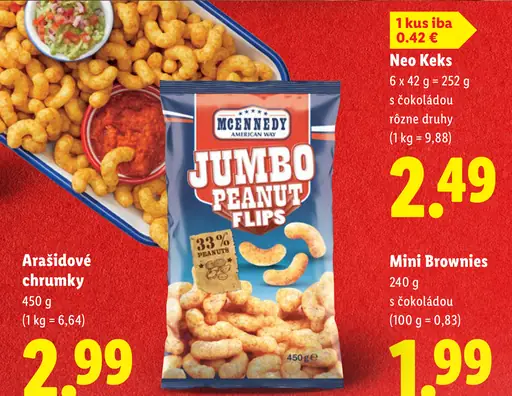 McEnnedy arašidové chrumky Jumbo Peanut Flips