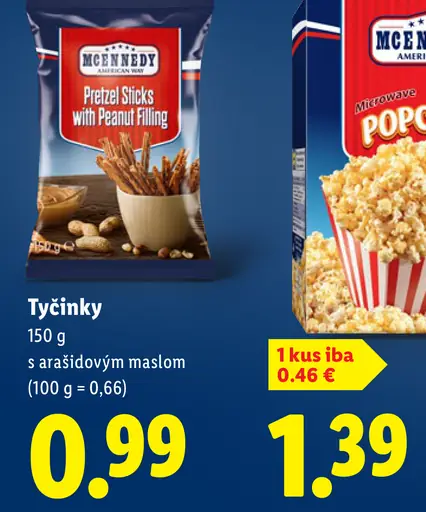 Mcennedy Tyčinky s arašidovým maslom