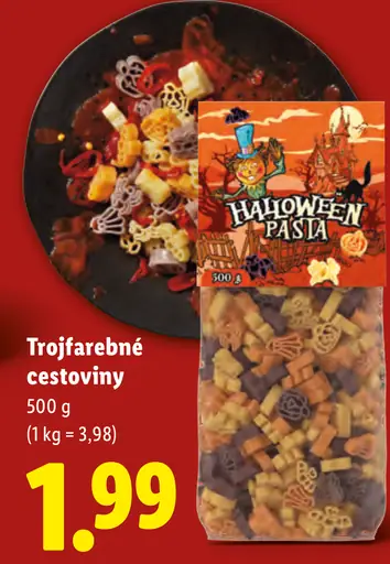 Trojfarebné cestoviny Halloween