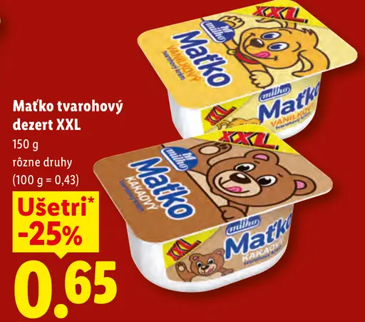 Mat'ko tvarohový dezert XXL – vanilka, kakao
