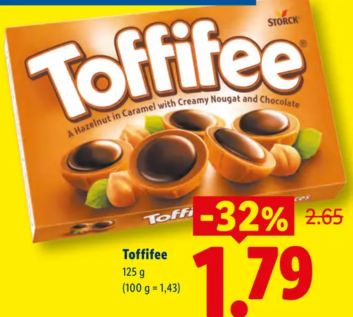 Toffifee pralinky s lieskovými orieškami, karamelom, nugátom a čokoládou