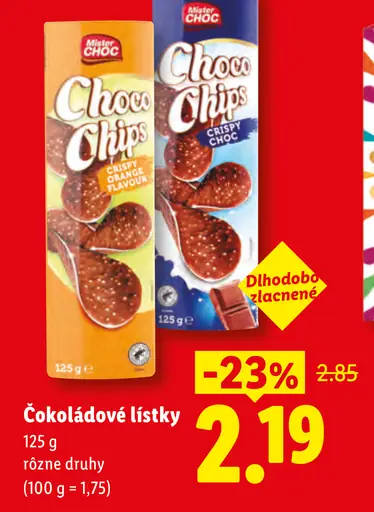 Čokoládové lístky, rôzne druhy