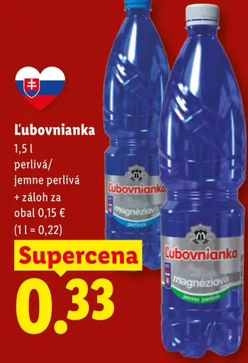 Ľubovnianka minerálna voda perlivá/jemne perlivá