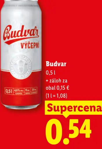 Budvar pivo výčapné plechovka