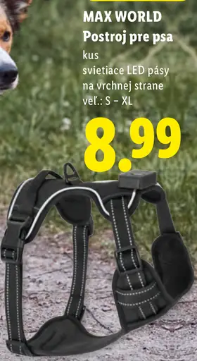 MAX WORLD Postroj pre psa so svietiacim LED pásom na vrchnej strane, veľkosť S – XL