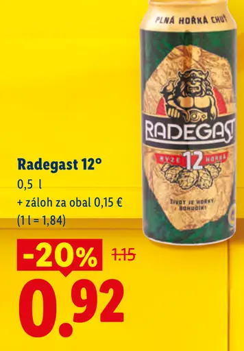 Radegast 12° pivo plechovka