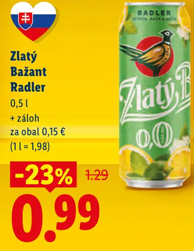 Zlatý Bažant Radler 0,0%