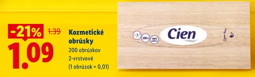 Cien kozmetické obrúsky