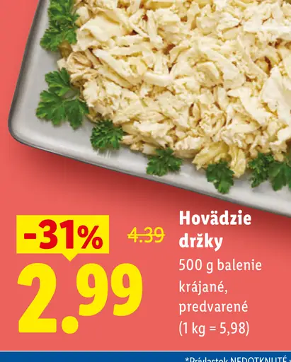 Hovädzie držky krájané predvarené