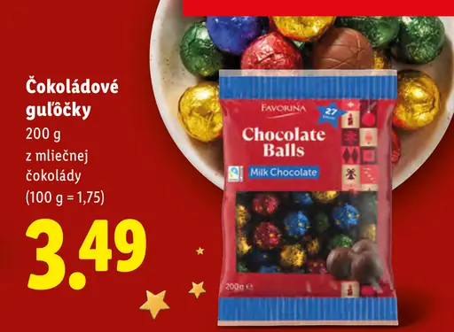 Favorina Čokoládové guľôčky z mliečnej čokolády