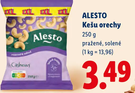 Alesto Kešu oriešky pražené a solené