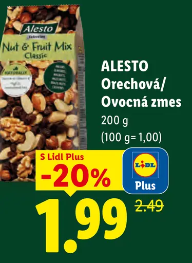 Alesto orechová/ovocná zmes