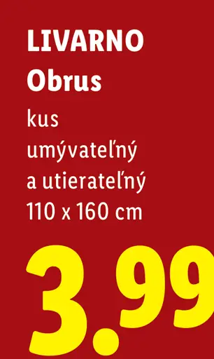 LIVARNO Obrus, umývateľný a utierateľný, 110 × 160 cm