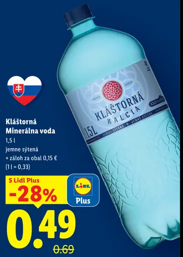 Klaštorná jemne sýtená/sýtená minerálna voda