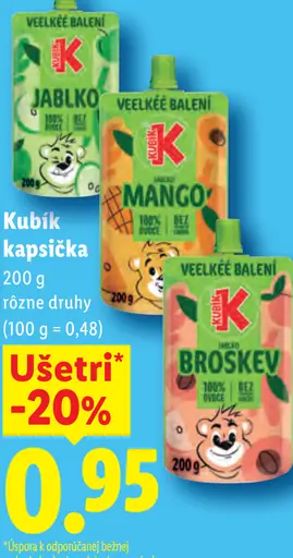 Kubík ovocná kapsička – jablko, mango, broskyňa