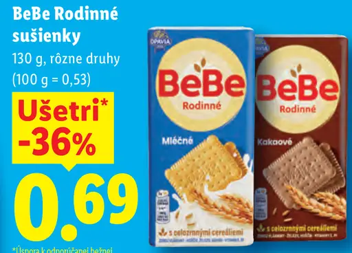 BeBe Rodinné sušienky – mliečne, kakaové