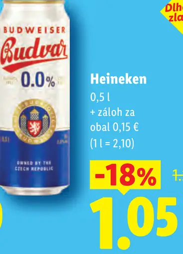 Budvar nealkoholické pivo 0,0 % plechovka