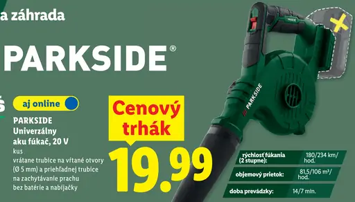Parkside univerzálny aku fukáč 20 V