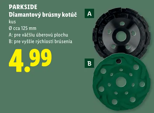 Diamantový brúsny kotúč A – väčšia úberová plocha