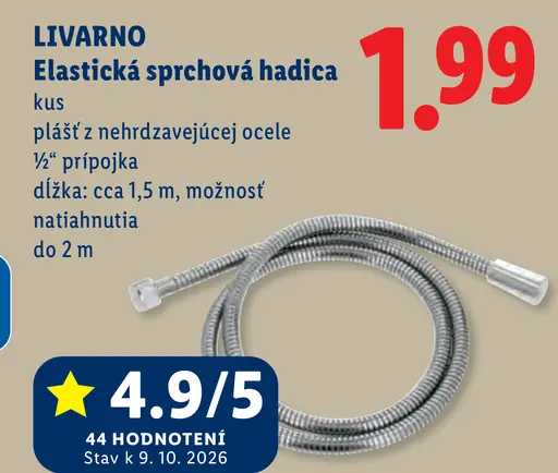 Livarno elastická sprchová hadica