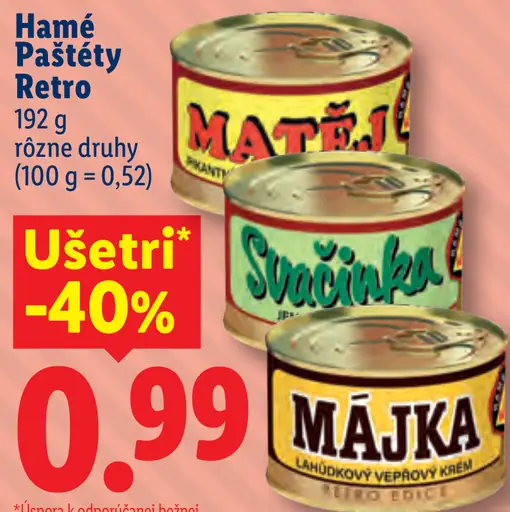 Hamé paštéty Retro