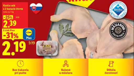 Kurča celé a 2 kuracie štvrté