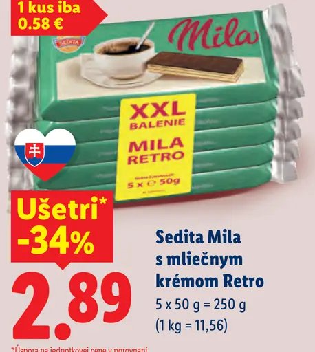 Sedita Mila s mliečnym krémom Retro