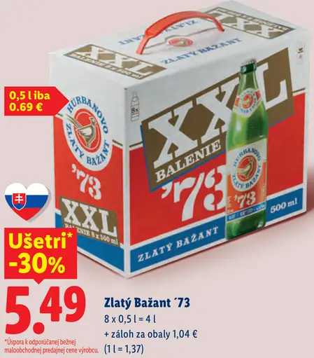 Zlatý Bažant '73 pivo svetlý ležiak 7 x