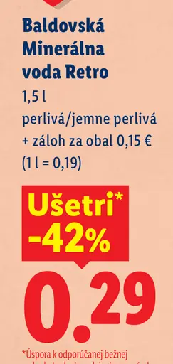 Baldovská minerálna voda Retro perlivá a jemne perlivá