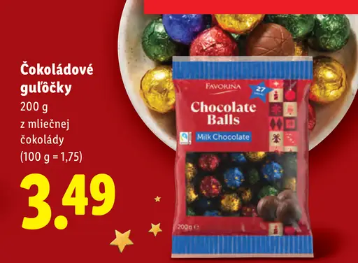 Favorina Čokoládové guľôčky z mliečnej čokolády