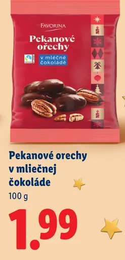 Favorina Pekanové orechy v mliečnej čokoláde