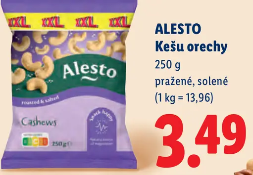 Alesto Kešu oriešky pražené a solené