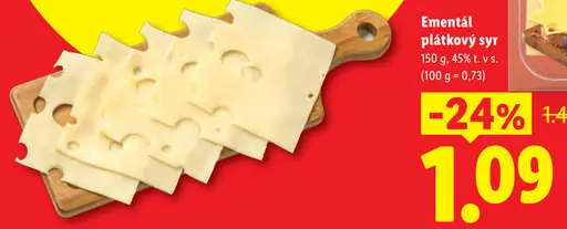 Milbona Ementál plátkový syr