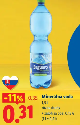 Saguaro minerálna voda s príchuťou rôzne druhy