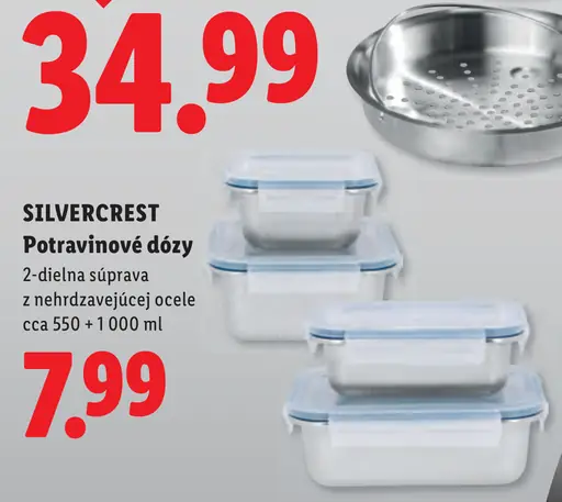 Silvercrest potravinové dózy 2-dielna súprava z nehrdzavejúcej ocele
