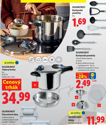Silvercrest kuchynské pomôcky – lievik, panvová vložka do hrnca alebo pokrievky na panvice a hrnce