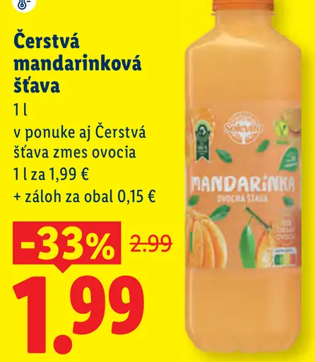 Čerstvá mandarínková šťava; čerstvá šťava, zmes ovocia