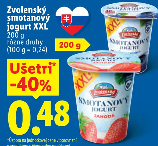 Zvolenský smotanový jogurt XXL – rôzne druhy