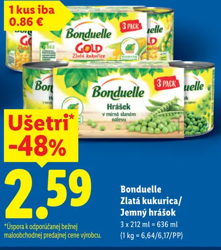 Bonduelle Zlata kukurica/Jemný hrášok