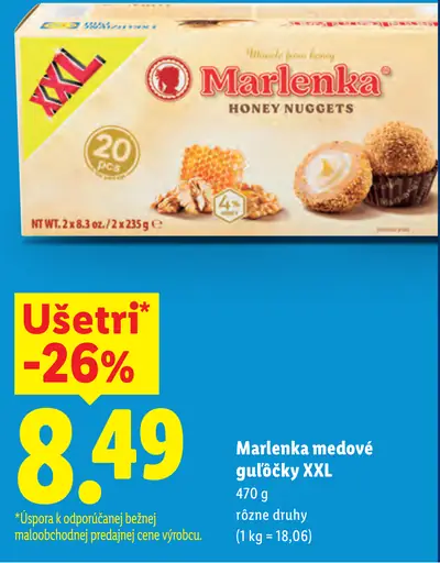 Marlenka medové guľôčky XXL, rôzne druhy
