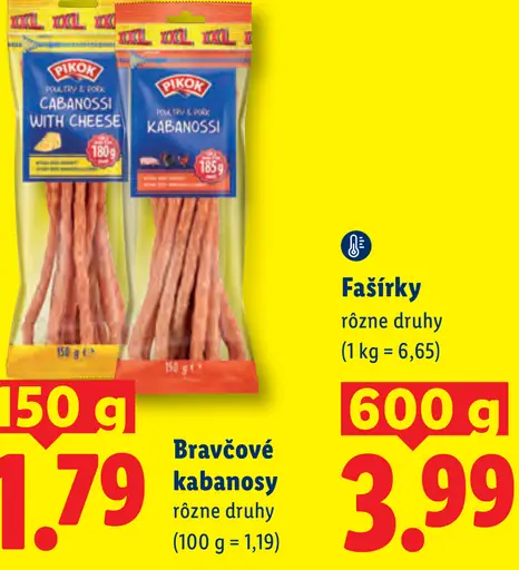 Pikok Bravčové kabanosy rôzne druhy