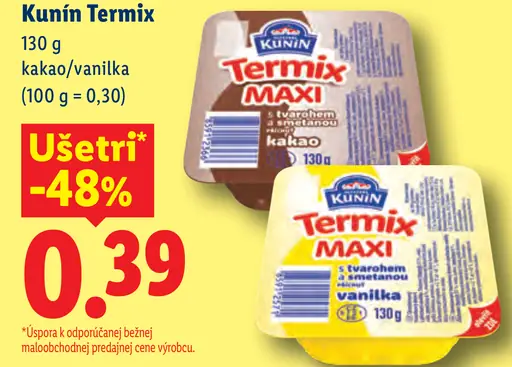 Kunín Termix kakaový/vanilkový tvarohový dezert
