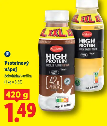 Milbona High Protein proteínový nápoj čokoládový
